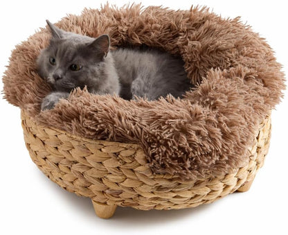 Cat Luxury Cat Bed for Indoor Cats, Plush Furniture for Comfort and Relaxation, Soft Covered Nest for Cats, Washable Warm Design with Modern Zen Style