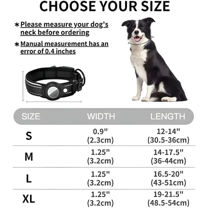 Reflective Airtag Dog Collar,Padded for Apple Air Tag Adjustable Dog Collar with Airtag Holder Case for Heavy Duty Small Medium Large Dogs